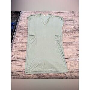 Dwell & Slumber Light Mint Henley V-Neck Pocket House Dress Size XS/S